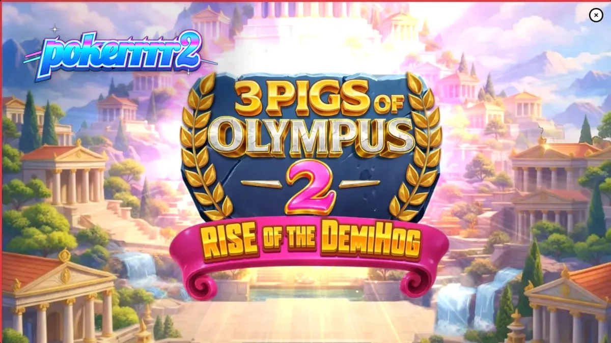 Tampilan visual slot 3 Pigs of Olympus 2 Rise of the DemiHog dengan tema mitologi Yunani
